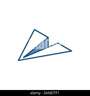 isometric vector paper plane linear icon, in color on white background, sent message or mail Stock Vector