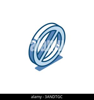 isometric vector prohibition sign linear icon, on white background, restriction or ban Stock Vector