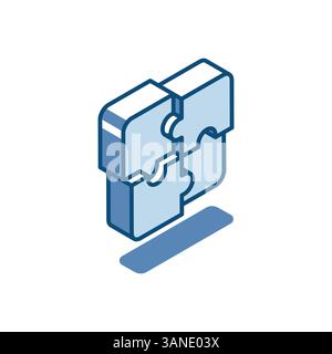 isometric vector puzzle linear icon, in color on a white background, business solution Stock Vector