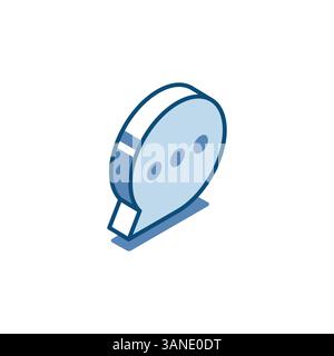 isometric vector text bubble linear icon, in color on white background, chat or message Stock Vector