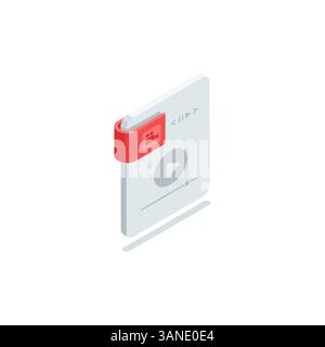 isometric vector video file icon, in color on a white background, video file format designation Stock Vector