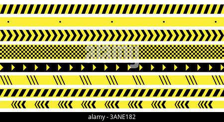 Yellow warning tapes - vector illustration Stock Vector