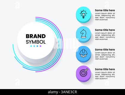 Infographic template with icons and 4 options or steps. Buttons. Can be used for workflow layout, diagram, banner, webdesign. Vector illustration Stock Vector