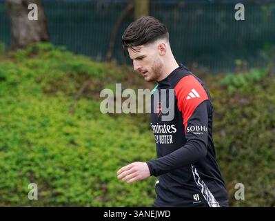 Arsenal's Declan Rice during a training session at the Sobha Realty Training Centre, London Colney. Picture date: Tuesday April 15, 2025. Stock Photo