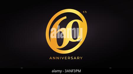 Luxury 60th Anniversary Logo Design With Elegant Golden Number In Circle On Dark Background. Perfect For Celebration, Corporate Event, Milestone Or Stock Vector