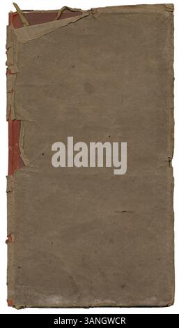 An old torn and tattered paper cover from a map book. Stock Photo