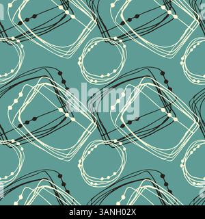 Abstract seamless pattern of doodle scribbles, hand drawn outline drawing with dots. Vector illustration Stock Vector