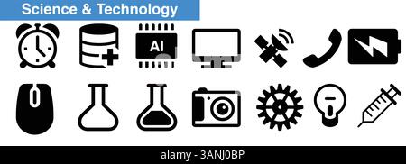 Science and Technology Icons Set. Stock Vector