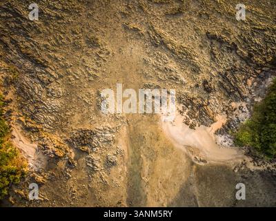 Aerial view of rocky sandy beach on Koh Lanta island in Thailand. Stock Photo