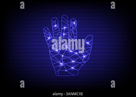 Identity Scan Fingerprint and handprint, technology secure personal information concept, vector illustration Stock Vector