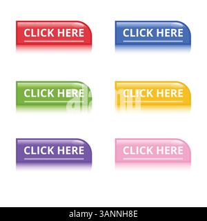 click here web button template illustration design Stock Vector