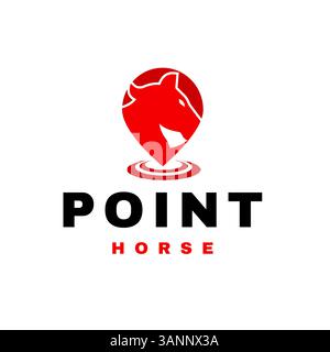 Map Pointer Location Pin Symbol with Horse Head Silhouette Map Marker Logo Design Stock Vector