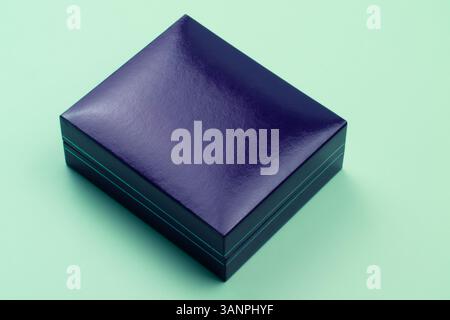 top flat lay of elegant present box on neutral background with space for text ideal for advertising or web design Stock Photo