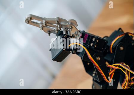 DIY robotic arm with Raspberry Pi and Arduino components Stock Photo