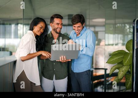 Software engineers using laptop computer with global network connection, Technology, innovation Stock Photo