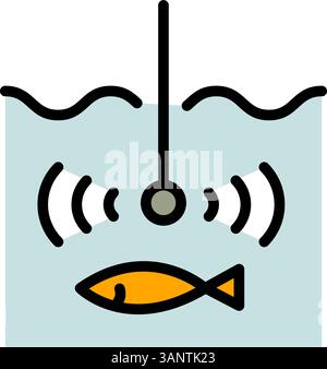Fish Finder Vector Color Icon Design. Echo sounder radar icon. Echo sounder radar vector icon for web design isolated on white background Stock Vector