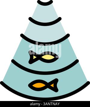 Fish Finder Vector Flat Icon Design. Echo sounder radar icon. Echo sounder radar color vector icon for web design isolated on white background Stock Vector