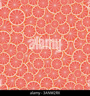 Seamless pattern with pink grapefruit slices Stock Vector