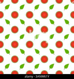 Seamless pattern with watermelons on white background Stock Vector
