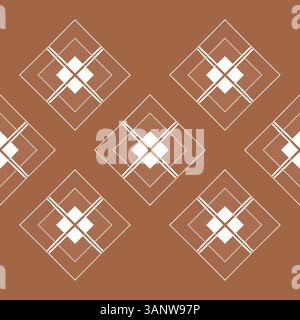Abstract and geometric shape ornament . seamless repeat pattern beige brown background. artwork home decor print fashion fabric textile. Stock Photo