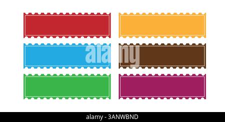 Colorful Fabric Swatches – Vibrant Textile Samples with Geometric Blocks and Postage Stamp Edges Stock Vector