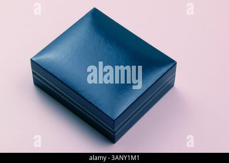 flat lay image of decorative gift box on minimal background ideal for ecommerce sale banner or festive packaging Stock Photo