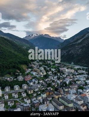 Visp Images Aerial view of Visp, a small town among the Swiss Alps mountains at ...