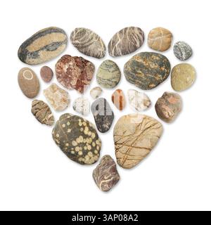 Collection of various stones from the Rhine river, heart shape Stock Photo