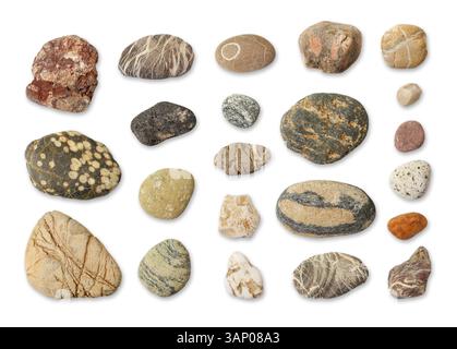 Collection of various stones from a river, the Rhine Stock Photo