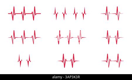 Set of HeartBeat Shape Design Stock Vector