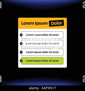 4 Option UI Style List Design Stock Vector