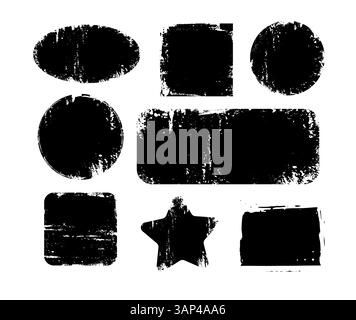Frame grunge monochrome. Brush stroke, ink paint brush, grunge lines. Grunge banner collection. hand drawn. Not AI, Vector Stock Vector