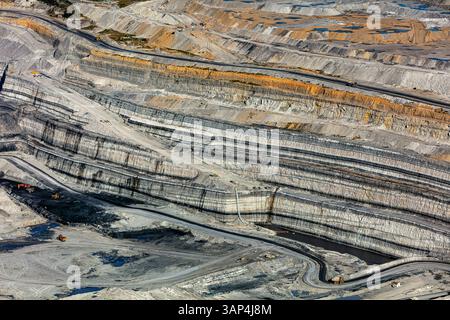 Aerial view of open cut coal mining in Hunter Valley, New South Wales, Australia. Stock Photo