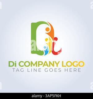 D i letter company Identity Logo Template, abstract background Stock Vector