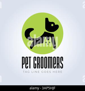 Pet Groomers Company Logo Template,  pet shop or cat cafe, animal hair salon, Abstract Background Stock Vector