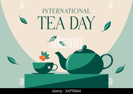 International Tea Day Flat Vector Illustration. Stock Vector