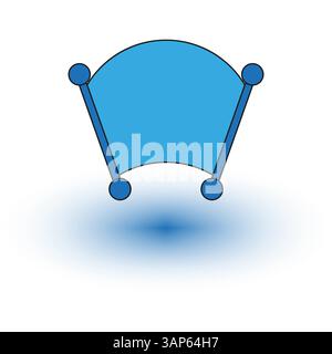 Bezier curve symbol. Anchor path node. Vector handle tool. Blue arc shape. Stock Vector