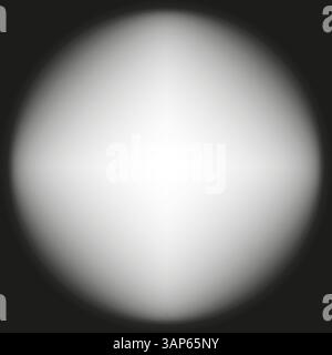 Radial light burst. Centered glow effect. White spotlight vector. Dark smooth edge. Stock Vector