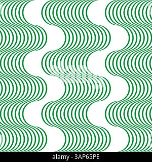 Green curved pattern. Circular stripe motion. Seamless optical form. Vector abstract shape. Stock Vector