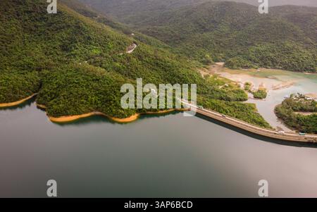 Aerial view of Tai Tam reservoir discharges Stock Photo - Alamy