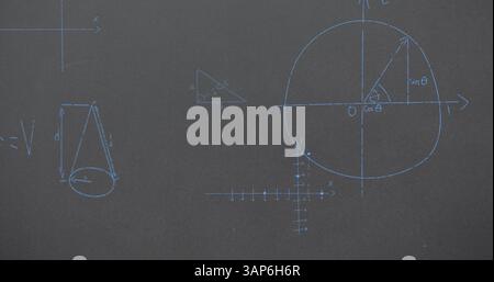 Image of mathematical equations over grey background Stock Photo