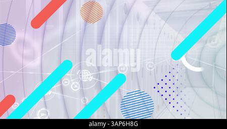 Image of data processing over shapes Stock Photo