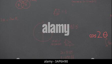 Image of mathematical equations over grey background Stock Photo