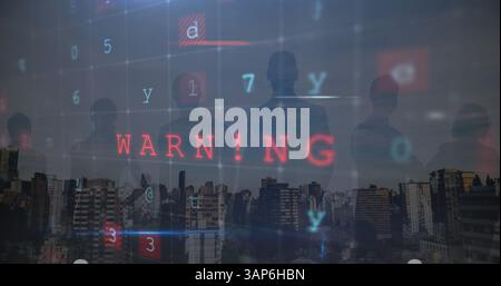 Image of cyber crime text over cityscape Stock Photo