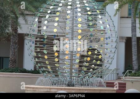 West Palm Beach, Florida, USA. Water fountain in front of tRistorante Santucci. Stock Photo