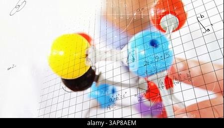 Image of mathematical formulae over scientist Stock Photo