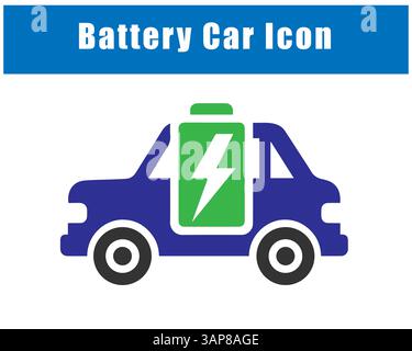 Electric Car Battery Icon, Eco-Friendly Green Energy Symbol Stock Vector