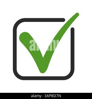 Green Check Mark Inside Black Square Box Symbol voting elections Stock Vector