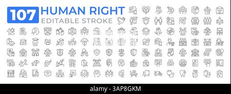 Human rights line icons set collection Stock Vector
