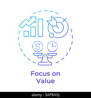Focus on value blue gradient concept icon Stock Vector